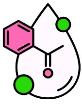Illustration of scientific skincare ingredient molecule with pink and green elements